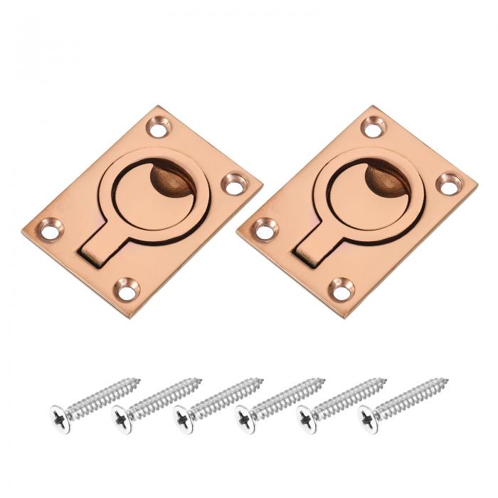 uxcell 2個セット フラッシュリングプル 2.48インチ×1.73インチ ステンレススチール 長方形埋め込みド..