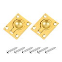 uxcell 2個セット フラッシュリングプル 1.89インチ×1.5インチ ステンレススチール 長方形埋め込みドアプル 家具 ボート 真鍮色 ネジ付き