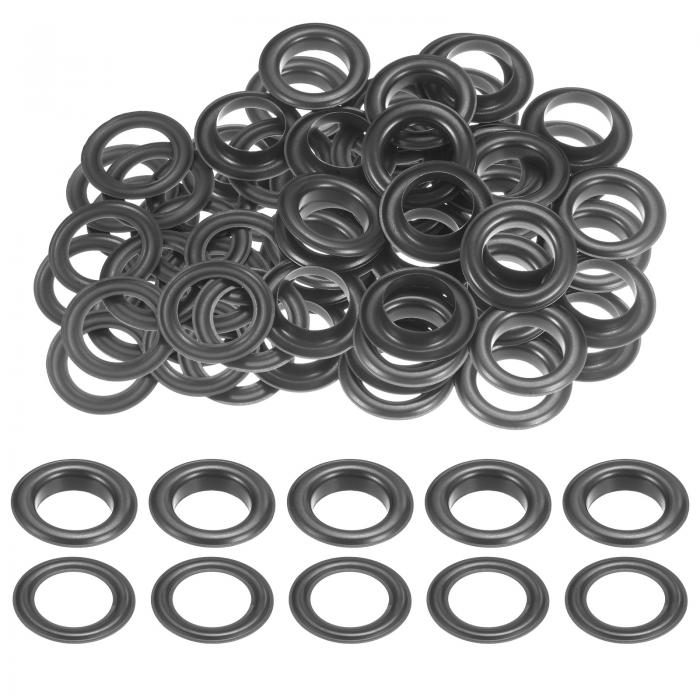 uxcell グロメットアイレット ワッシャー付き 銅金属アイレットキット ファブリック カーテン タープ レザー ベルト シューズ バッグ DIY用 17 mm 黒 40セット