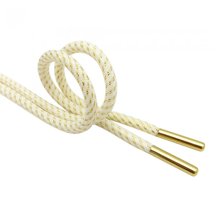 Elerevyo Round Metallic Shoelaces with Metal Tips for Athletic Shoes Boot Strings 2 Pairs White 140cm/55.12