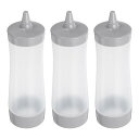 uxcell プラスチックスクイズボトル キャップ付きケチャップボトル ソース 調味料 サラダ ドレッシング トマトソース オリーブオイル用 12oz グレー 3個
