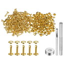 uxcell 100セットのレザーリベット 6mm x 12mmの金属製ダブルキャップリベットスナップスタッズファスナーと3個の取り付けツール レザークラフトD...