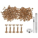 uxcell 100セットのレザーリベット 6mm x 12mm メタルダブルキャップリベットスナップスタッズファスナーと3個の設置ツール レザークラフトDIY...