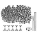 uxcell 200セットのレザーリベット 9mm x 8mmのメタルダブルキャップリベットスナップスタッドファスナーと3個の設置ツール レザークラフトDIY修...