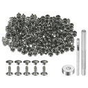uxcell 200セットのレザーリベット 7mm x 8mm メタルダブルキャップリベットスナップスタッドファスナーと3個の設置ツール レザークラフトDIY修...