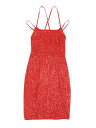 Allegra K ワンピース ミニドレス レースアップ スパンコール ドレス スパゲッティ ストラップ カクテル パーティー レディース レッド S(4)