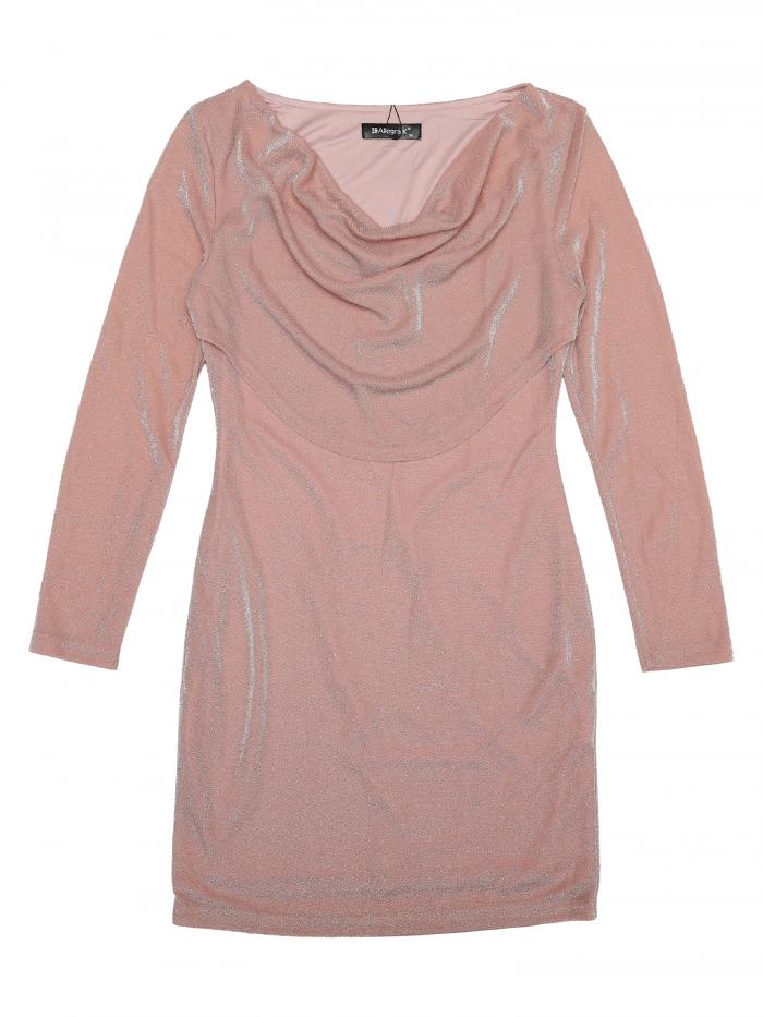 Allegra K レディース グリッター カウルネック ストレッチ ボディコン パーティー ミニドレス ロング..