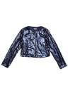 Allegra K レディース スパンコールカーディガン シャイニー ボタン 長袖 オープンフロント クロップド パーティー ダンス ジャケット ダークブルー M