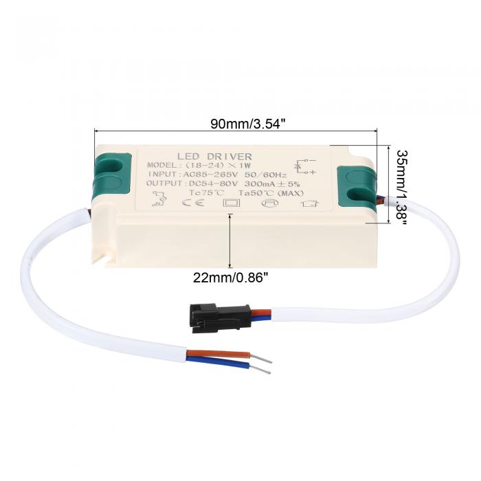 PATIKIL 18-24W 300mA LEDドライバー AC 85-265V 出力 54-80V DC オスコネクタ 定...