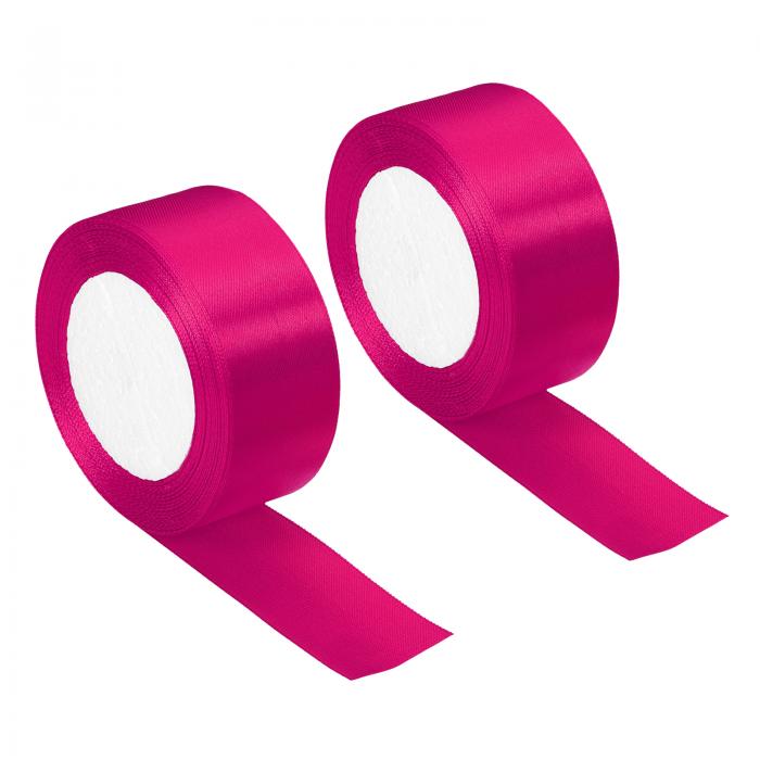 PATIKIL 幅38mm 22m サテンリボン 2本 両面ソリッドクラフトロール パーティー ホーム DIY ラッピング 装飾用 ブライトローズレッド
