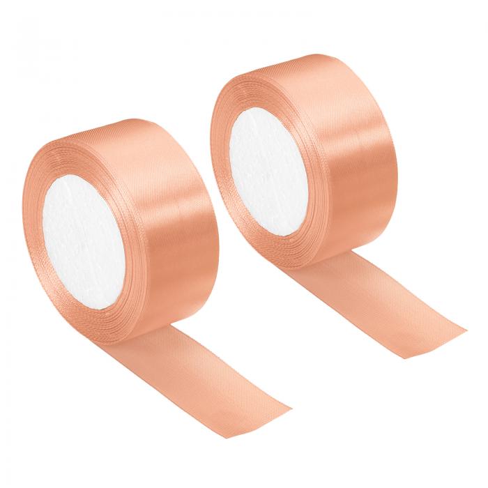 PATIKIL 幅38mm 22m サテンリボン 2本 両面ソリッドクラフトロール パーティー ホーム DIY ラッピング 装飾用 ライトピンク