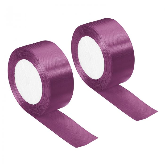 PATIKIL 幅38mm 22m サテンリボン 2本 両面ソリッドクラフトロール パーティー ホーム DIY ラッピング 装飾用 ライラックパープル