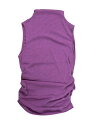 Allegra K モックネック ルーシュトップ レディース ノースリーブ メッシュ 夏用 クロップド カジュアル タンクトップ パープル S