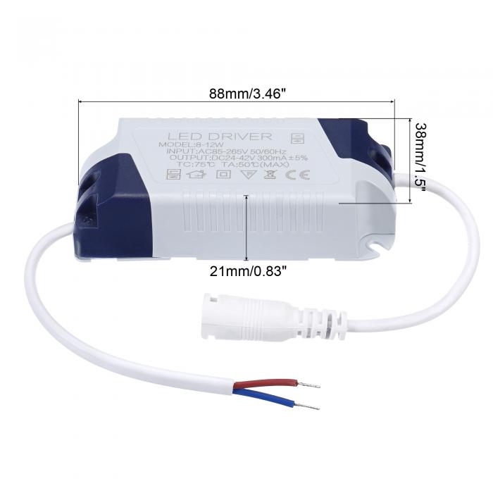 PATIKIL 8-12W 300mA LEDドライバー 2個 AC 85-265V 出力 24-42V DC メスコネクタ 定電流整流器 トランス 外部電源 [3]