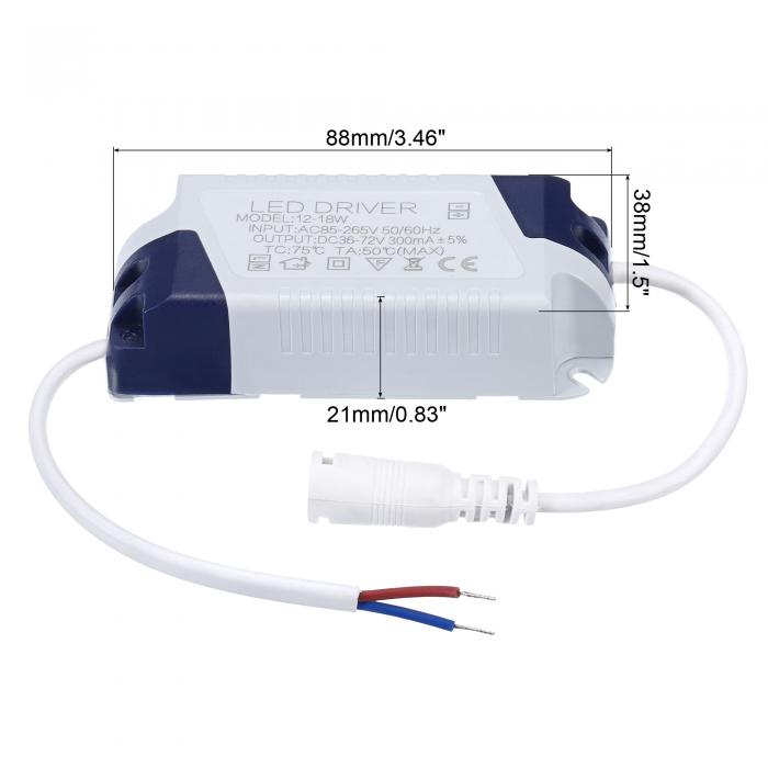 PATIKIL 12-18W 300mA LEDドライバー 2個 AC 85-265V 出力 DC36-72V メスコネクタ 定電流整流器 トランス 外部電源 [3]