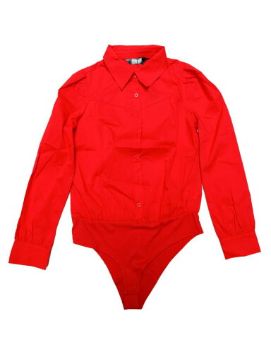 Allegra K ボディスーツ ボタンダウン 長袖 レオタード シャツ 襟付き ビジネス カジュアル トップ レディース レッド XL Allegra K ボディスーツ ボタンダウン 長袖 レオタード シャツ 襟付き ビジネス カジュアル トップ レディース レッド XL