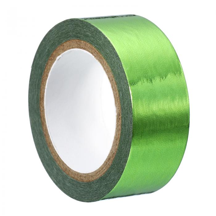 PATIKIL 15mm x 5m 金属和紙テープ 1ロール マスキング箔シール 自己接着 DIYアート クラフト包装装飾用 グリーン