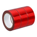 PATIKIL 15mm x 5m 金属和紙テープ 3ロール マスキング箔シール 自己接着 DIYアート クラフト包装装飾用 レッド