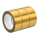 PATIKIL 15mm x 5m 金属和紙テープ 3ロール マスキング箔シール 自己接着 DIYアート クラフト包装装飾用 ゴールド