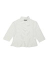 Allegra K レディース イブニング ウェディング レース カーディガン 3/4 スリーブ フリル ヘム エレガント シュラッグ ホワイト M