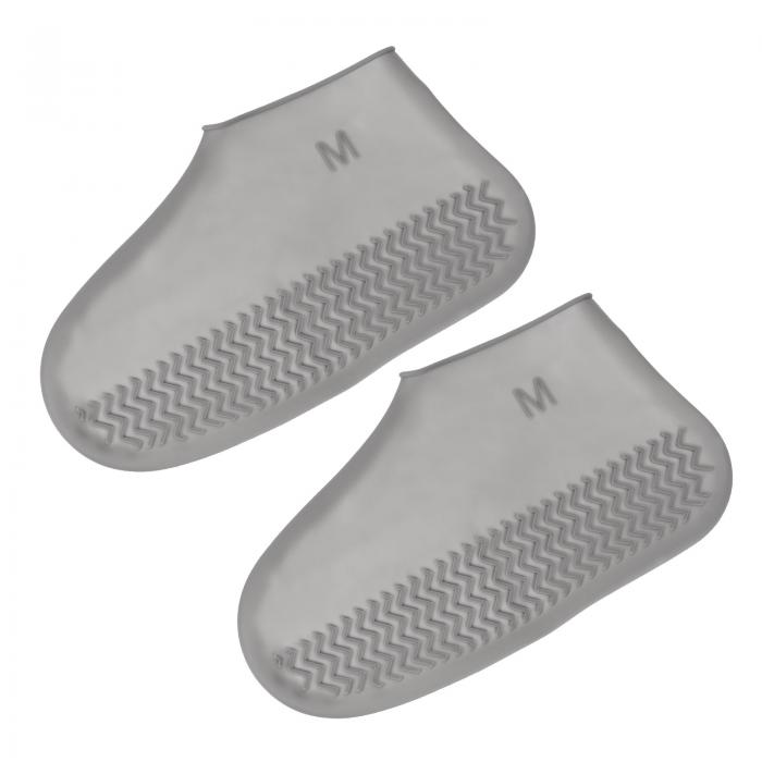 PATIKIL M 折りたたみ可能 防水靴カバー レインシューズカバー 防水シューズカバー シリコン 再利用可能 滑り止め 雨の日 雪の日 グレー