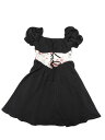 Allegra K レディース コルセット ミニドレス スクエアネック 半袖 パッチワーク スモックドレス ブラック S(4)