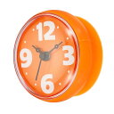 PATIKIL 防水シャワー時計 ミニキュート ミラー壁掛け時計 吸盤付き 浴室 台所 家装飾用 オレンジ