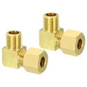 PATIKIL G1/4 x 8mm パイプチューブ用品 ブラス製 90度エルボーパイプチューブ用品 配管ホースコネクター用 2 パック