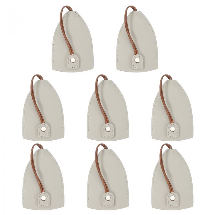 PATIKIL カーキーケース 8個のPUレザーキーポーチキーフォブホルダープルアウトキーチェーンバッグスリーブ 車用ホーム事務所キー用 グレー