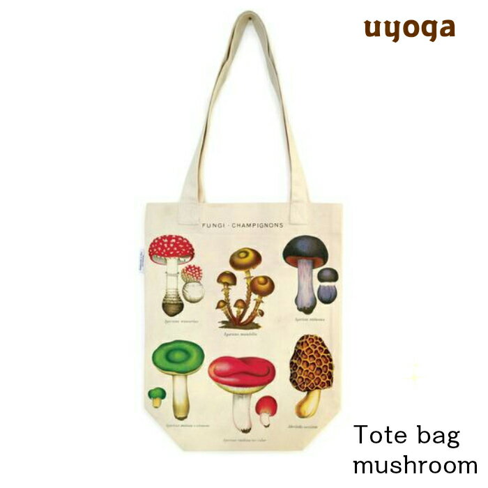 【CAVALLINI/カヴァリーニ】mushrooms ヴィンテージトート / A3 A4 大き目 大容量 トートバッグ キノコ キャンバス 布 レディース おしゃれ 個性的 きのこ 雑貨 Cavallini&Co【きのこ雑貨】