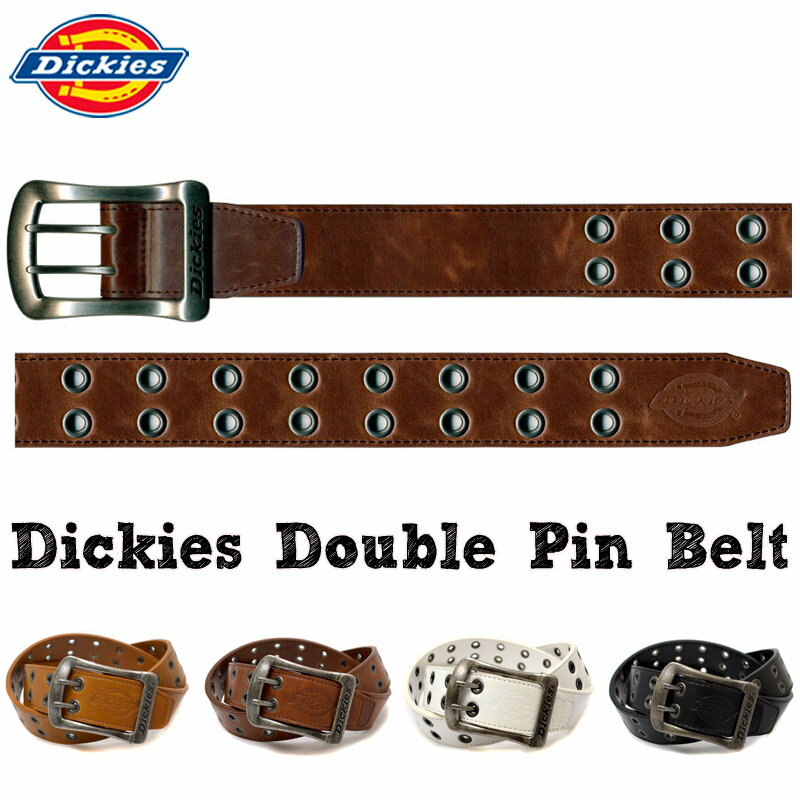 ベルト Dickies ダブルピンベルト 40mm カット可 ディッキーズ 合成皮革 メンズ ベルト アンティーク ロゴ バックル