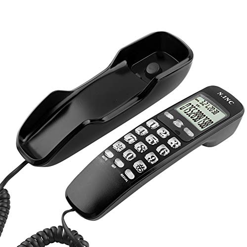 Mugast 電話機 ミニウォール コード付き電話 DTMF / FSK クリアな音 コールバック機能 固定電話機 (ブラック)