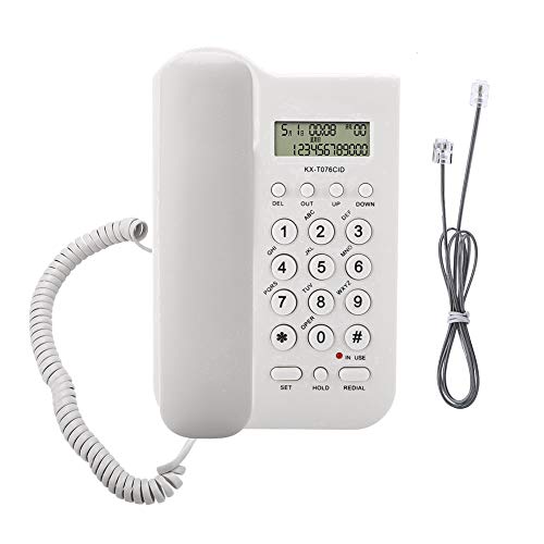 Richer-R ASHATA有線電話 FSK/DTMF電話機 ホーム/オフィス/ホテル有線デスクトップ ウォールフォン 自宅固定電話 壁掛け対応(ホワイト)
