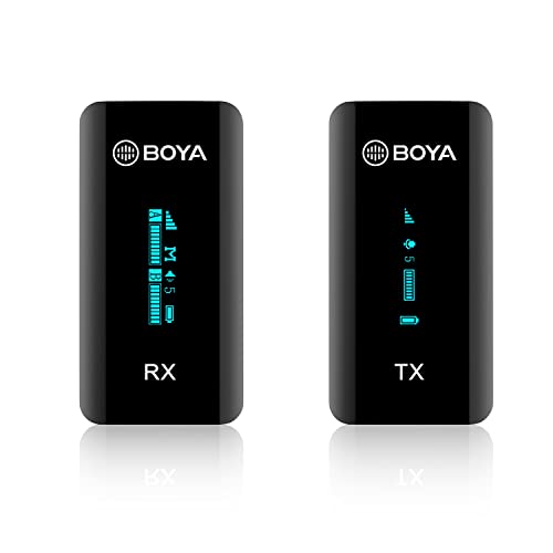 BOYA BY-XM6-S1 2.4GHz超小型ワイヤレスマイクシステムDSLR、ミラーレスカメラ、スマートフォン、コンピューターと互換性があり、vlog、YouTubeビデオ、ライブストリーミング、インタビュー、録音用