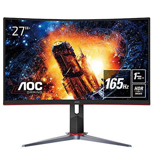 AOC ゲーミング液晶モニター C27G2X/11 (27インチ/フルHD/VA/曲面/HDMI/DisplayPort/165Hz/応答速度1ms/HDRエフェクトモード/FreeSync Premium/フリッカーフリー/ローブルーモ