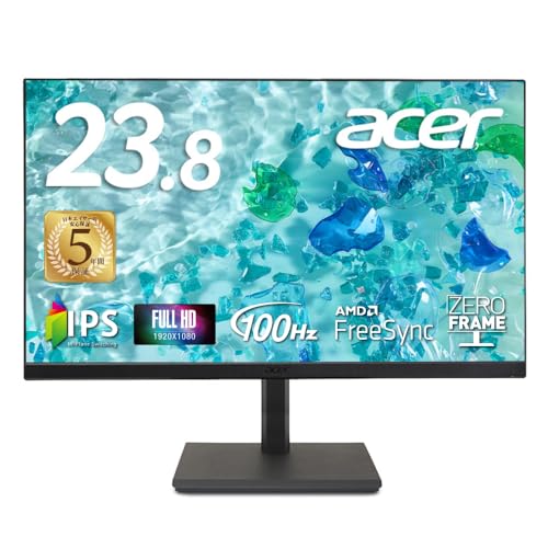 Acer スタンダードモニター Vero 23.8インチ フルHD IPS 100Hz 高さ調整 ピボット HDMI DisplayPort ミニD-Sub VESA スピーカー ブルーライトシールドプロ エコデザイン 再生プラ90％ 5