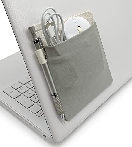AZUSA 貼るポケット スリーブ ケース シール ガジェット ポーチ ノートパソコン PC タブレット マウス タッチペン HDD ケーブル 小物 貼り付け 収納 (グレー)