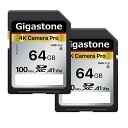 Gigastone SDJ[h 64GB 2Zbg [J[h A1 V30 U3 Class 10 SDXC  4K UHD & Full HD rfI Canon Nikon Ȃ fW^J ჌tΉ ~jP[X2