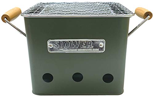 スロウワー(SLOWER) バーベキュー コンロ 卓上 焚き火台 コンパクト タイプ OLIVE (S) 1人 ~ 2人用 BBQ STOVE Alta ポータブル グリル SLW196