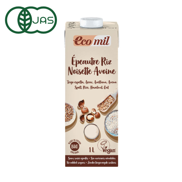 EcoMil（エコミル） 有機スペルト小麦・米・ヘーゼルナッツ・オーツ麦ミルク 1000ml×1本