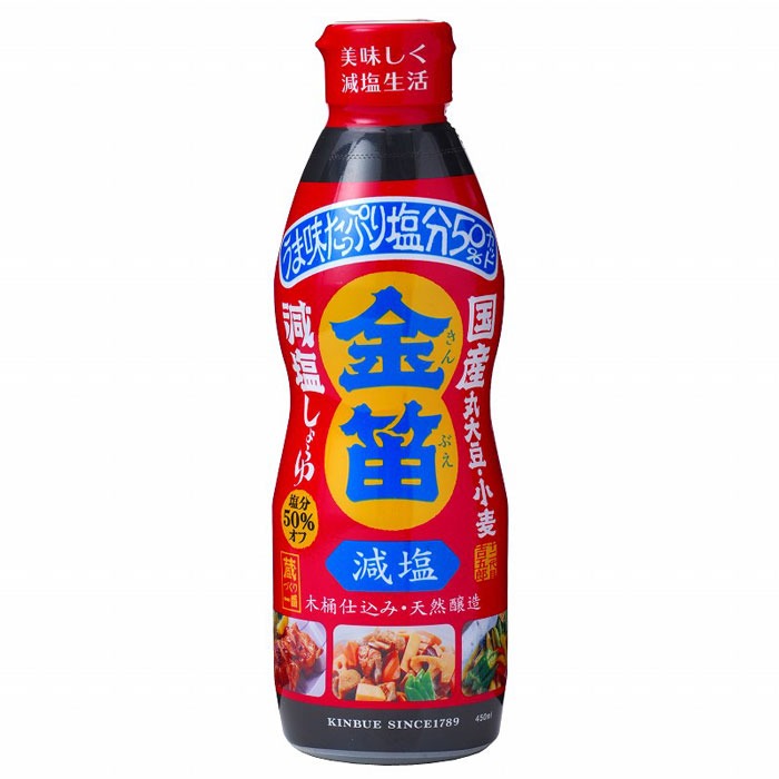 金笛 減塩醤油 デラミボトル/450ml