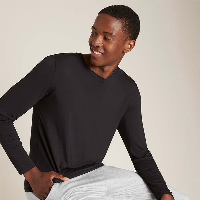 BOODY（ブーディ） メンズロングスリーブクルーネックTシャツ ブラック　L