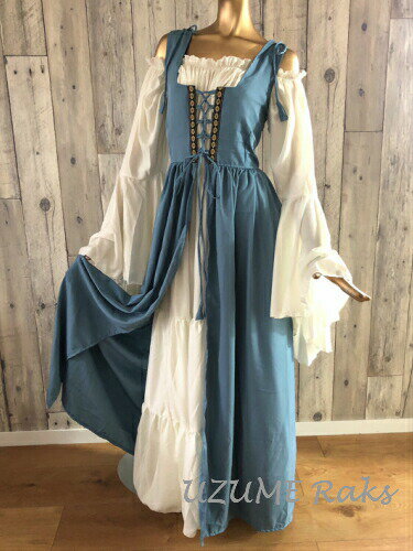 ルネサンス ドレス バタフライ スリーブ (前開きガウン付き *チャコールグレー) 衣装セット