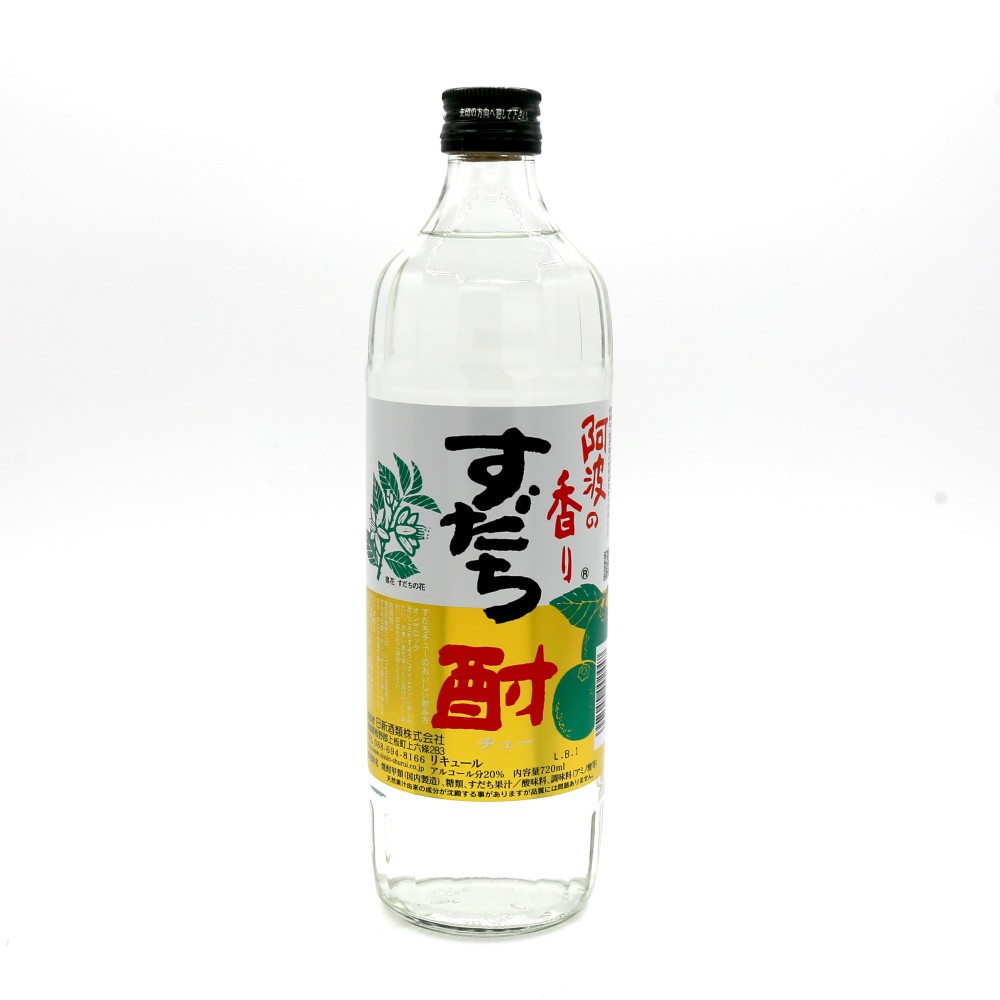 阿波の香り 品目 リキュールアルコール分20％内容量720ml原材料名焼酎甲類（国内製造）、糖類、すだち果汁／酸味料、調味料（アミノ酸等）製造者日新酒類株式会社徳島県板野郡上板町上六條283TEL 088-694-8166注意事項・お酒はおいしく適量を。・飲酒は20歳になってから。・妊娠中・授乳期の飲酒は気をつけましょう。すだちチューのおいしい飲み方オンザロック：下にころがすようにダイレクトに楽しみたい。大きい氷でゆっくり溶けていく味わいの変化をご堪能ください。お湯割り：毎日の晩酌には、いつものお湯割り。すだちの香りがいっそう濃く深く味わえます。アロマ効果で身も心もホットに。ソーダ割り：すだち酎のフレッシュは持ち味がさらに引き立つソーダ割り。薄めに作ればビール感覚でお召し上がりいただけます。その他天然果汁由来の成分が沈殿する事がありますが品質には問題ありません。