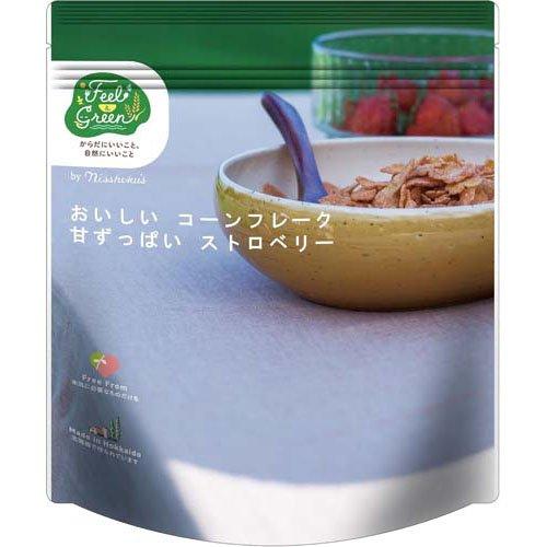 ●【在庫限り】日食 Feel＆Green おいしいコーンフレーク 甘ずっぱいストロベリー 140g×4個セット［シリアル］（賞味期限2026/6/30）