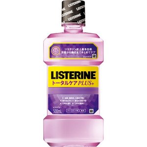 薬用リステリン　トータルケアプラス　500ml○リニューアル等により、パッケージ画像は予告なく変更されることがあります。お届けの商品と異なる場合がございますのでご了承ください。○・史上最高峰オールインワン　・新たに虫歯への効果を加え、口臭から歯肉炎、着色汚れ、歯石、ネバつき、口内の不快感まであらゆるお口のトラブルをケア。・健康なお口に。・クリーンミント味。使い方・適量20mL（キャップ8分目）を口に含み、ブラッシングしてください。・1日2回の使用をおすすめします。成分（溶剤）エタノール（湿潤剤）ソルビット液（着香剤）香料：ミントタイプ（溶解補助剤）ポリオキシエチレンポリオキプロピレングリコール（薬用成分）塩化亜鉛、イソプロピルメチルフェノール（pH調整剤）安息香酸（矯味剤）サッカリンナトリウム、スクラロース（保存剤）安息香酸ナトリウム（着色剤）赤102、青1原産国中国広告文責中部薬品株式会社0120-937-190