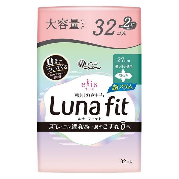 エリス 素肌のきもち ルナフィット 超スリム 特に多い昼用 羽つき 32コ入［ナプキン　スリム］