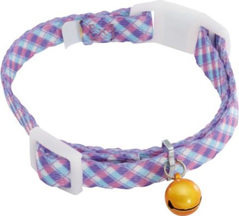 ペティオ エニーキャット カラー チェック パープル 1コ［ペティオ 首輪 猫］