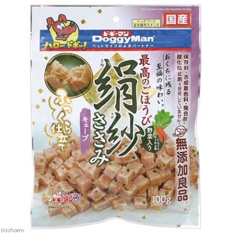 ドギーマン 無添加良品 絹紗 キューブ 野菜入り 100g [ドギーマン ジャーキー 犬]