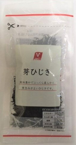 バローセレクト　芽ひじき　16g○リニューアル等により、パッケージ画像は予告なく変更されることがあります。お届けの商品と異なる場合がございますのでご了承ください。○風味豊かでふっくら柔らかく、煮含みがよいひじきです。内容量16g原材料乾燥ひじき栄養成分（100g当たり）　エネルギー・・・149kcal、　たんぱく質・・・9．2g、　脂質・・・3．2g、　炭水化物・・・58．4g、　食塩相当量・・・4．7g　※この表示値は目安です。